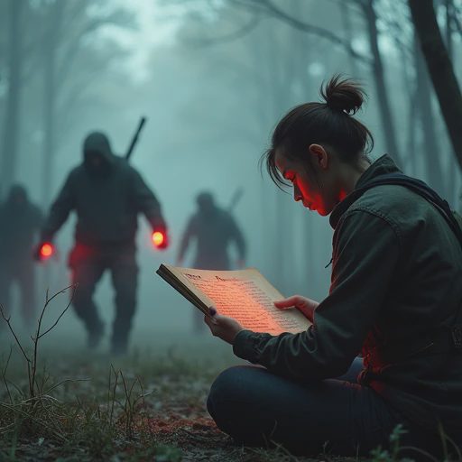 A player in immediate survival danger quickly accessing a clear guide answer, contrasted with a safe character slowly reading a book, emphasizing time urgency.