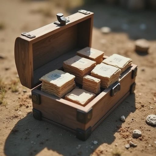 Close-up of a neatly organized early-game storage box in a survival camp holding only active material buffers and emergency food.